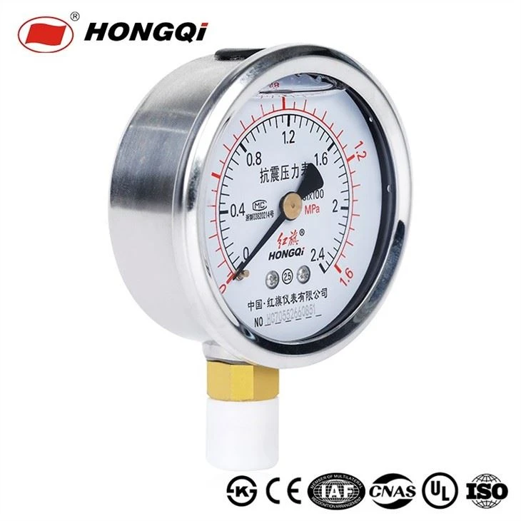 Stainless steel case brass socket oil - filled shock-proof gauge(6)
